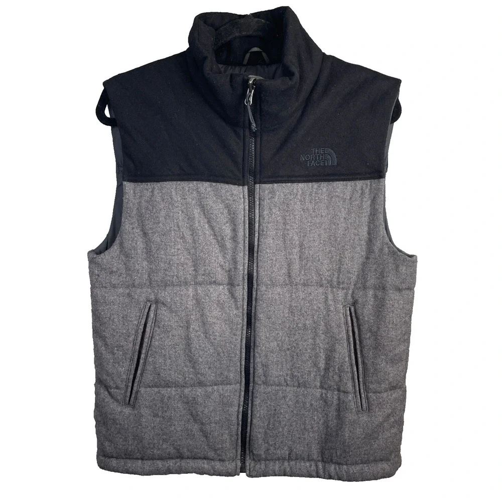 The North Face Vest Mens S P Black Gray Wool Blend Full Zip Outdoor Gorpcore